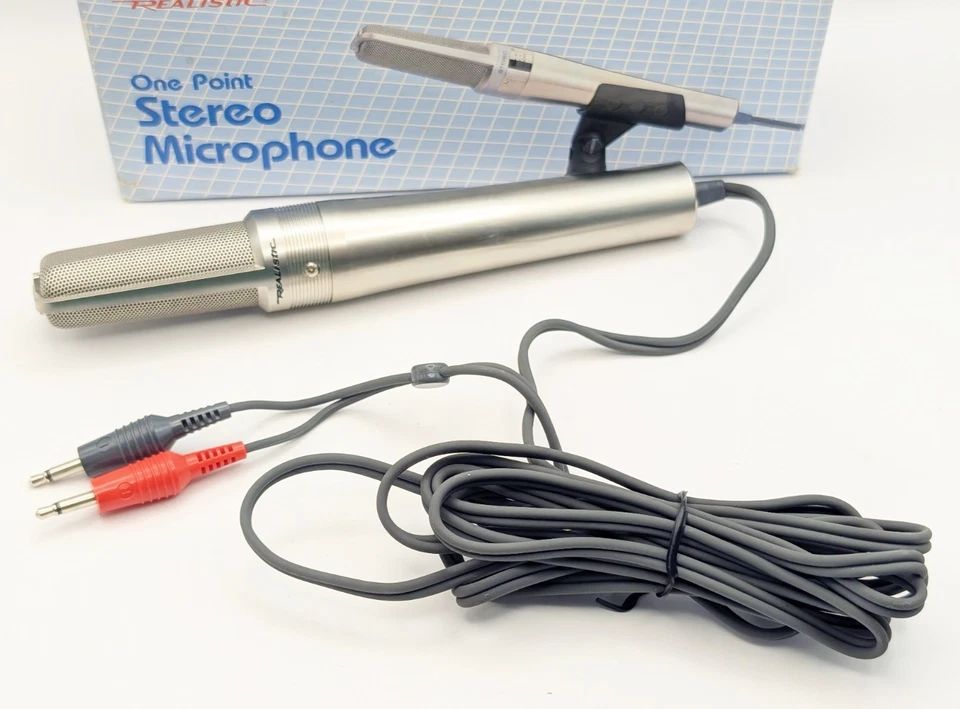 Vintage 1986 Realistic One Point Stereo Microphone Radio Shack Tandy Co Recordin - Image 2 of 3