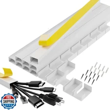 126" Cable Raceway White Kit Paintable for Tv Mounted On Wall Baby and Pets P