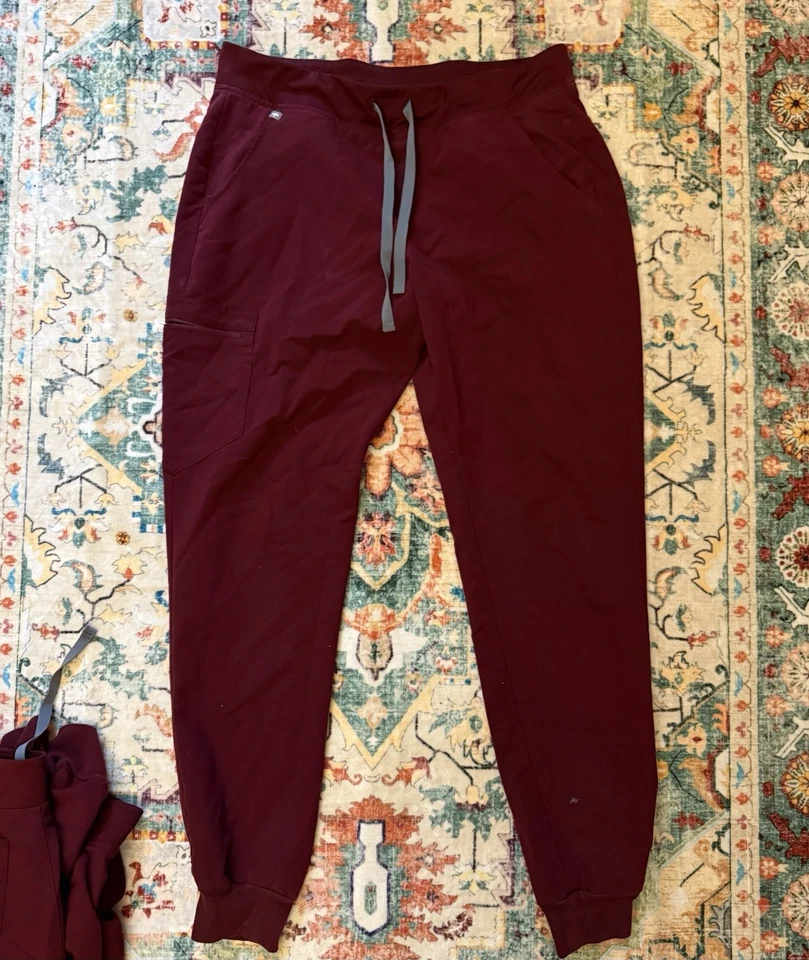 Burgundy Scrub Pants - Men’s L - Figs And Mandala - Image 2 of 4