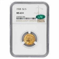 1928 Indian Head Gold Quarter Eagle $2.50 NGC MS 63+ CAC