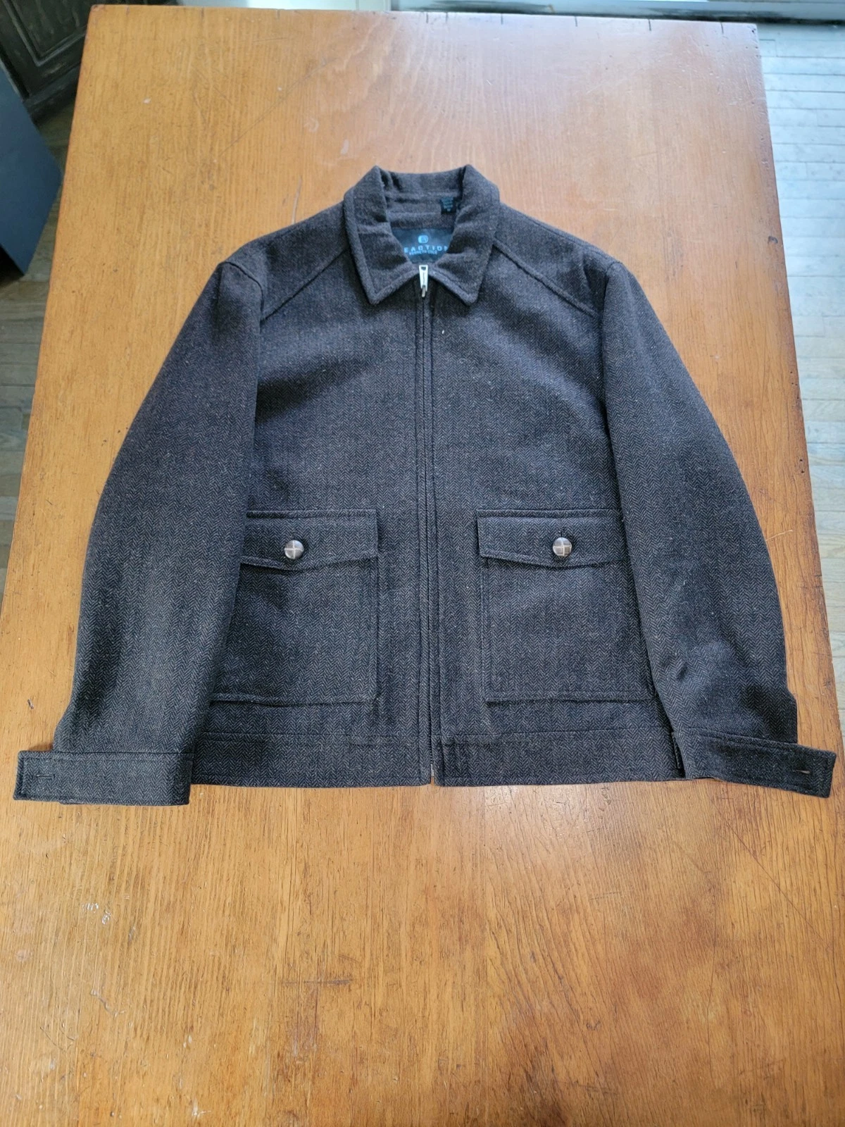 Kenneth Cole Reaction Tweed Full Zip Jacket Wool/Polyester Warm Winter Coat