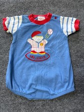 Vintage Health-Tex 18 M Baby Jumper One-piece Outfit Toddler Baseball Bue 90s