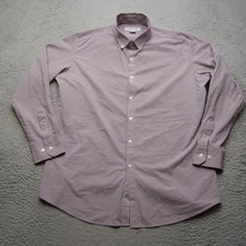 Mizzen Main Shirt Mens Large Purple Plaid Classic Fit Button Down Performance