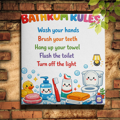 Funny Duck Bathroom Rules Wall Art Humorous Kids Bathroom Yellow Decor Framed
