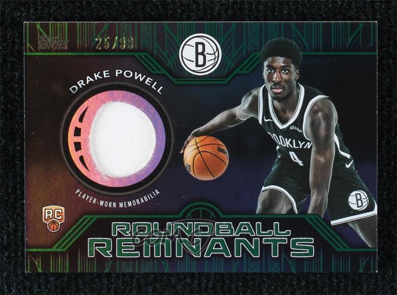 2025-26 Topps Rookie Roundball Remnants Green Rainbow 25/99 Drake Powell 0m89