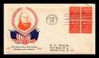 Dr Jim Stamps John Quincy Adams 6c Block First Day Cover W M Grandy Cachet