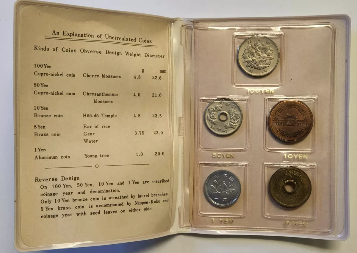 1969 Mint Bureau Ministry Of Finance Japan Uncirculated 5 Coin Set w/OGP Rare