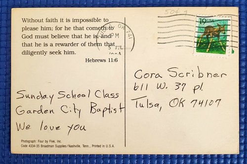 Faith in God Garden City Baptist Church Sunday School Class Tulsa OK Postcard - Picture 2 of 2