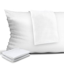 4-Pack Cotton Zippered Pillow Covers Bed Pillow Protectors for Office Home