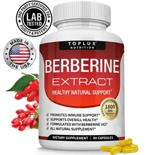 ▶Berberine HCl Premium Glucose And Blood Sugar (90 Capsule_Non-GMO, Gluten Free)