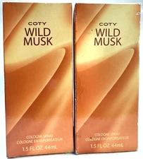 2 coty wild musk 1.5oz cologne spray scuffed box