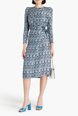 SANDRO Wrap-effect floral-print silk-twill midi dress-$595