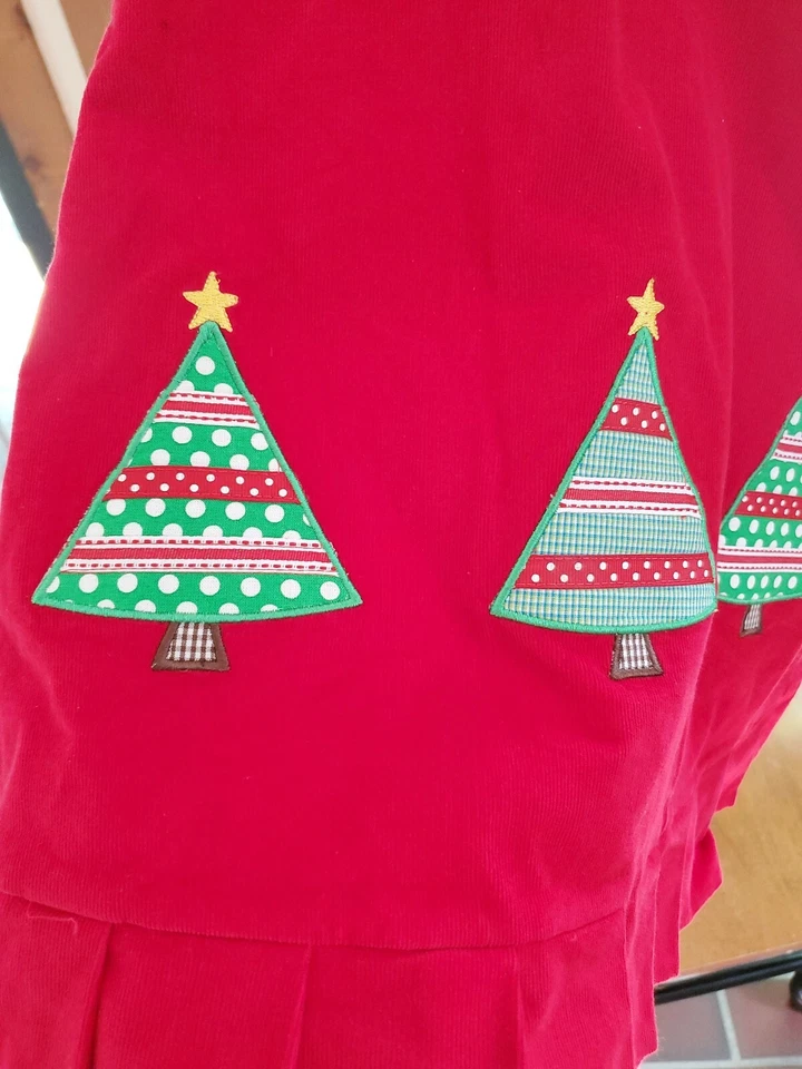 ANAVINI - Vestido de doble cara para niñas - cerezos rojos/árboles de Navidad - Talla 5 Foto 4 de 4