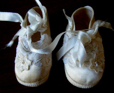 Antique Baby Doll of white Shoes great for Christening Outfits RARE FIND