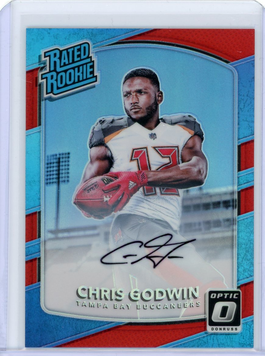 2017 Donruss Optic Football Red Rookie Autograph #155 Chris Godwin #22/50