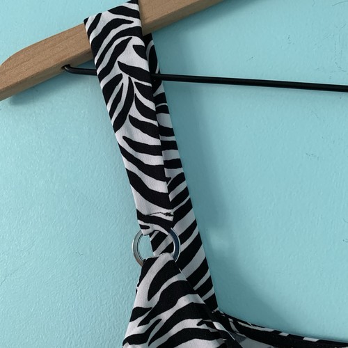 White House Black Market Zebra Print Tank WOMENS S Empire Strappy Surplice Top - Picture 4 of 11