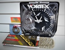 YAMAHA R1 2015 2021 (15t - 43T 520) BLACK vortex rear RK GOLD chain RK front ...
