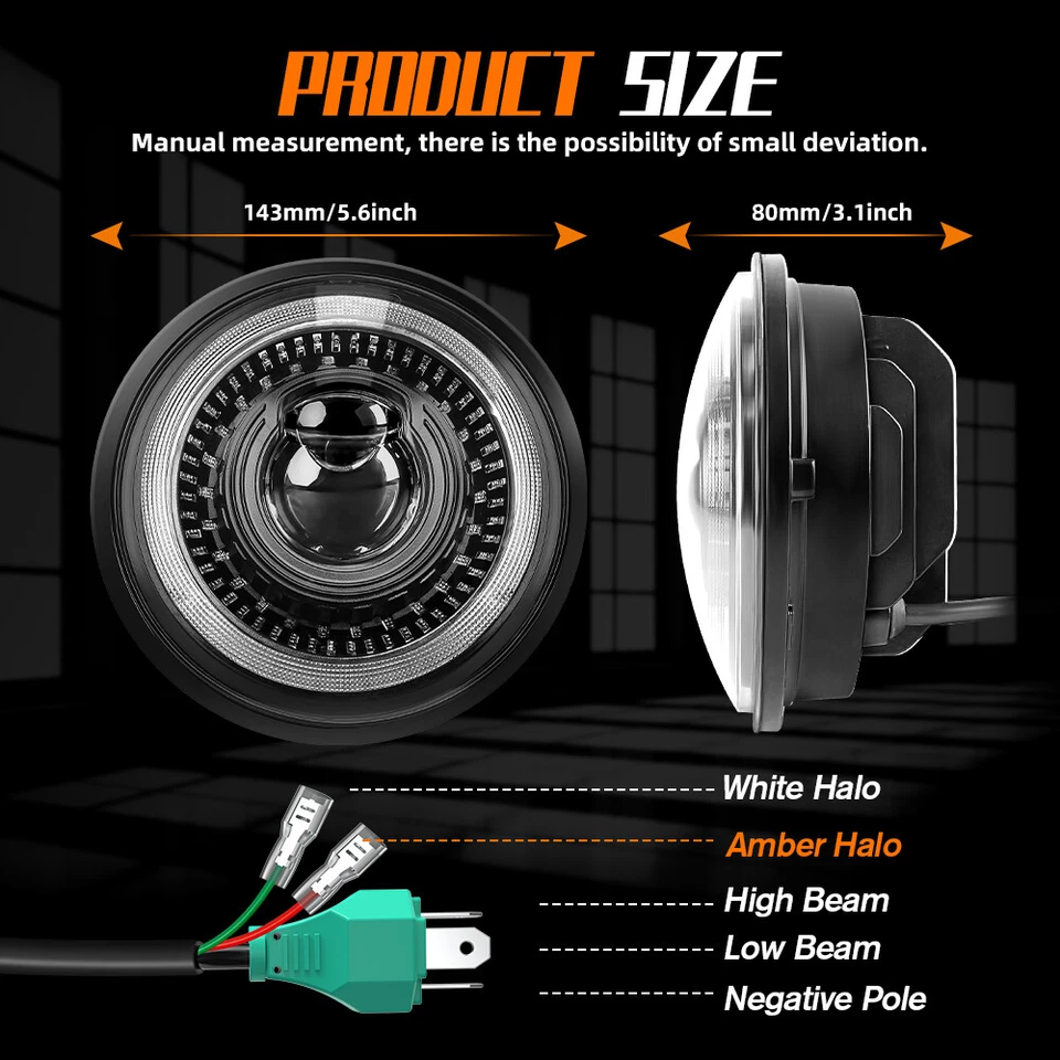 4PC DOT 5.75" 5-3/4" Round LED Headlights w/DRL For Datsun 620 Pickup 1972-1974 - Image 4 of 4