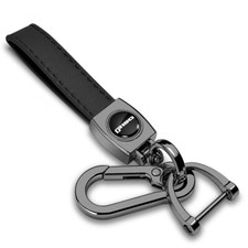 Ford F-150 in Black on Black Leather Strap Dark Gunmetal Hook Key Chain