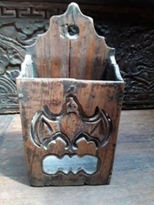 Chinese antique Wood handing chop stick holder with a Bat