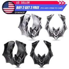 PAIR Bat Design Ear Tunnels Plugs Stainless Steel Ear Gauges Saddle Ear Spreader