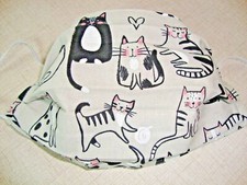 FACE MASK - ADULT - "CATS ON GRAY" - NEW - REVERSIBLE - HOMEMADE