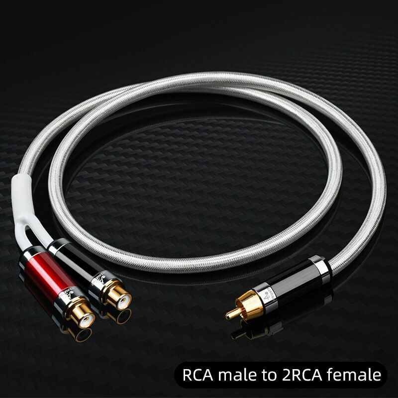 7N OCC Pure Copper and Silver Mixed Cord HIFI One Sub-2 RCA Splitter Audio Cable