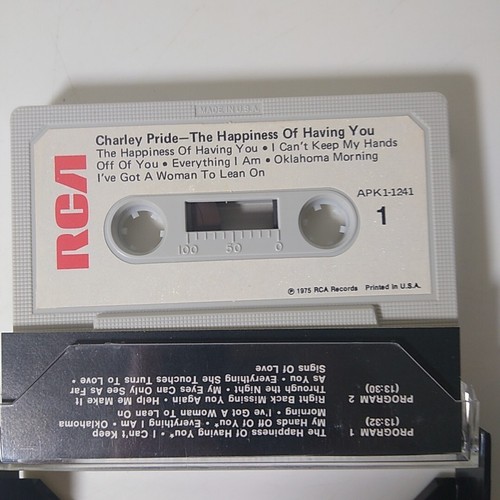 Charley Pride The Happiness Of Having You 1975 RCA Paper Label Tape APK1-1241 - Picture 2 of 2