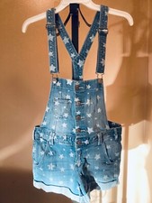 Size 13-14 Denim Shortall - Stars pattern