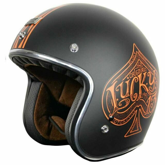 CASCO MOTO JET ORIGINE PRIMO RED SPADE ORANGE CUSTOM VINTAGE TAGLIA XS