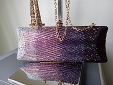 NEW CLUTCH MULTI PURPLE CRYSTAL EVENING RHINESTONES CLUTCH