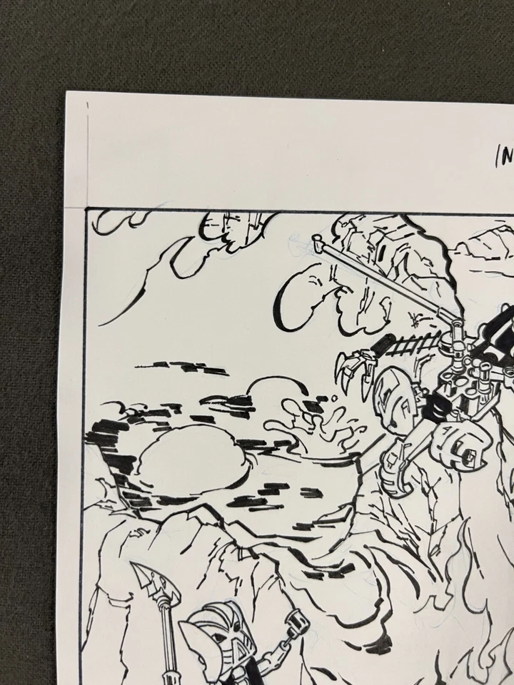 LEGO Bionicle: Quest for the Mask ARTE ORIGINAL Nui Rama vs. Nuju tarjeta coleccionable Foto 2 de 4