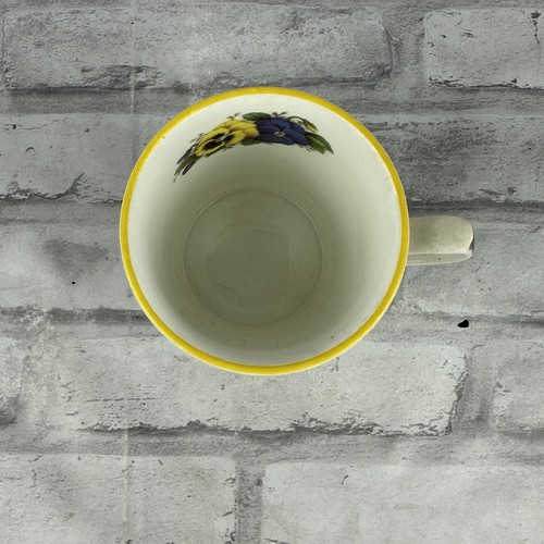 Fenton English Bone China Pansy Mug Doug Hague Flowers Yellow Rim - Picture 2 of 4