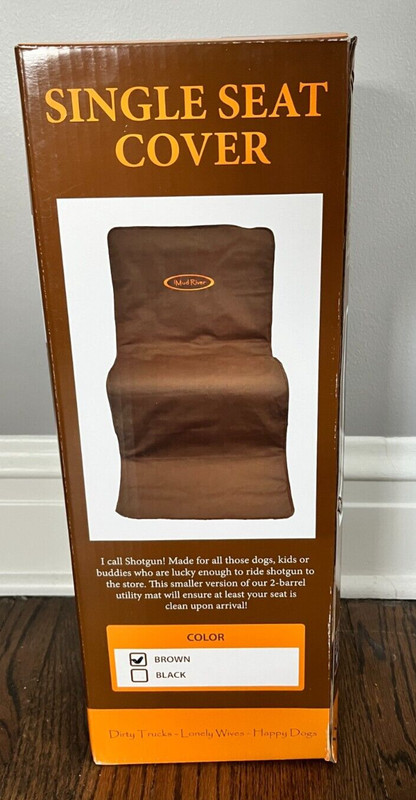new in box Mud River Boyt single car seat cover for pets, brown, 68"x29"