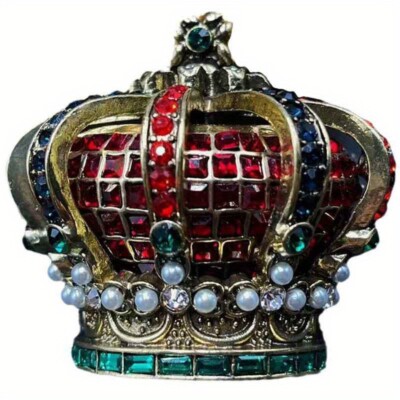 Vintage Queen's Crown Rhinestone Art Heavy Industry Brooch