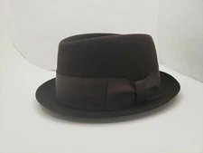 BILTMORE STINGY TELESCOPE FUR FELT PORK PIE DARK BROWN HAT MADE IN CANADA