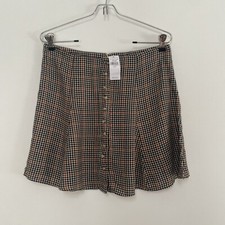 American Eagle Buttoned Plaid Academia Mini Skater Skirt M NWT