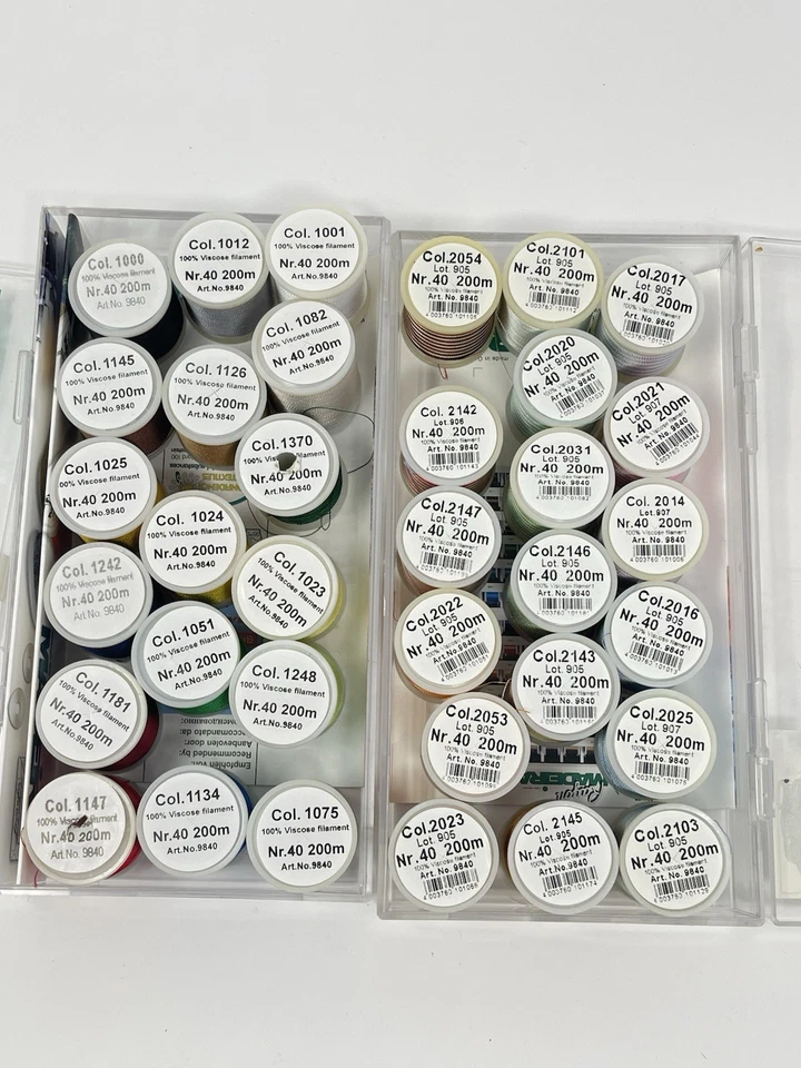 Lot of 35 Spools Madeira Rayon Filament Thread 200m Mixed Colors 33 NEW 2 Used - Image 3 of 4