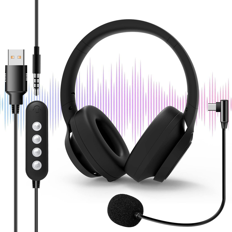 USB Headset with Microphone for PC Gaming Computer Noise Cancelling Video Call