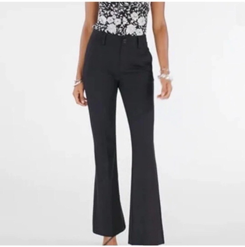 Cabi Sz 4 Black Tie Ponte Knit Flare Trouser Pants Size 6042R