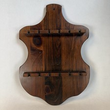 Wood 12 Slot Souvenir Collectible Spoon Wall Display Rack Holder Made In USA VTG