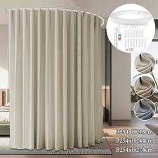 Raumteiler Vorhang mit Schiene Gardinen Verstellbarer Sichtschutz Wohnzimmer DE