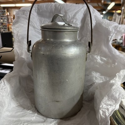 Milk Pail with Bale. 12 Inches Tall with Lid Few Small Dents 1 Gallon Vintage