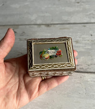 Antique Victorian Miniature Needle Packet Case Sewing Box Mirror Pullout Holder