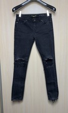 Saint Laurent D01 W/SK LW Distressed Skinny Black Womens Denim Jeans Size 30