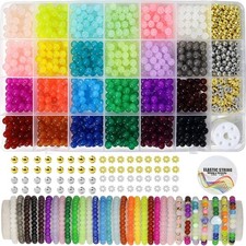 1330pcs 6mm Multicolor Glass Beads Bracelet Making Kit DIY Jewelry Craft