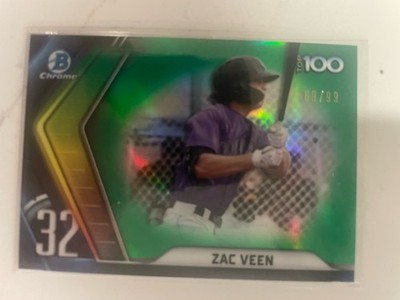 2022 Bowman Chrome Bowman Scouts Top 100 Green Refractor #d /99 Zac Veen #BTP-32