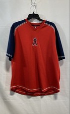 MLB Los Angeles Angels Men's Jersey T-Shirt Red Blue V-Neck Embroidered XL