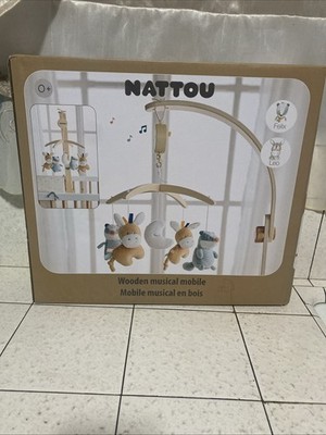 Nattou Baby Wooden Musical Mobile Crib Sleep Baby Felix And Leo Animals New