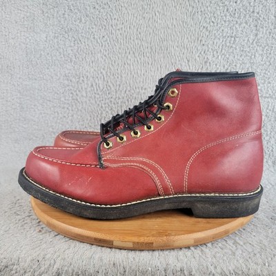 Herman Santa Rosa Mahogany Leather Boots Mens 11.5 EEE USA Moc Soft Toe Vintage 
